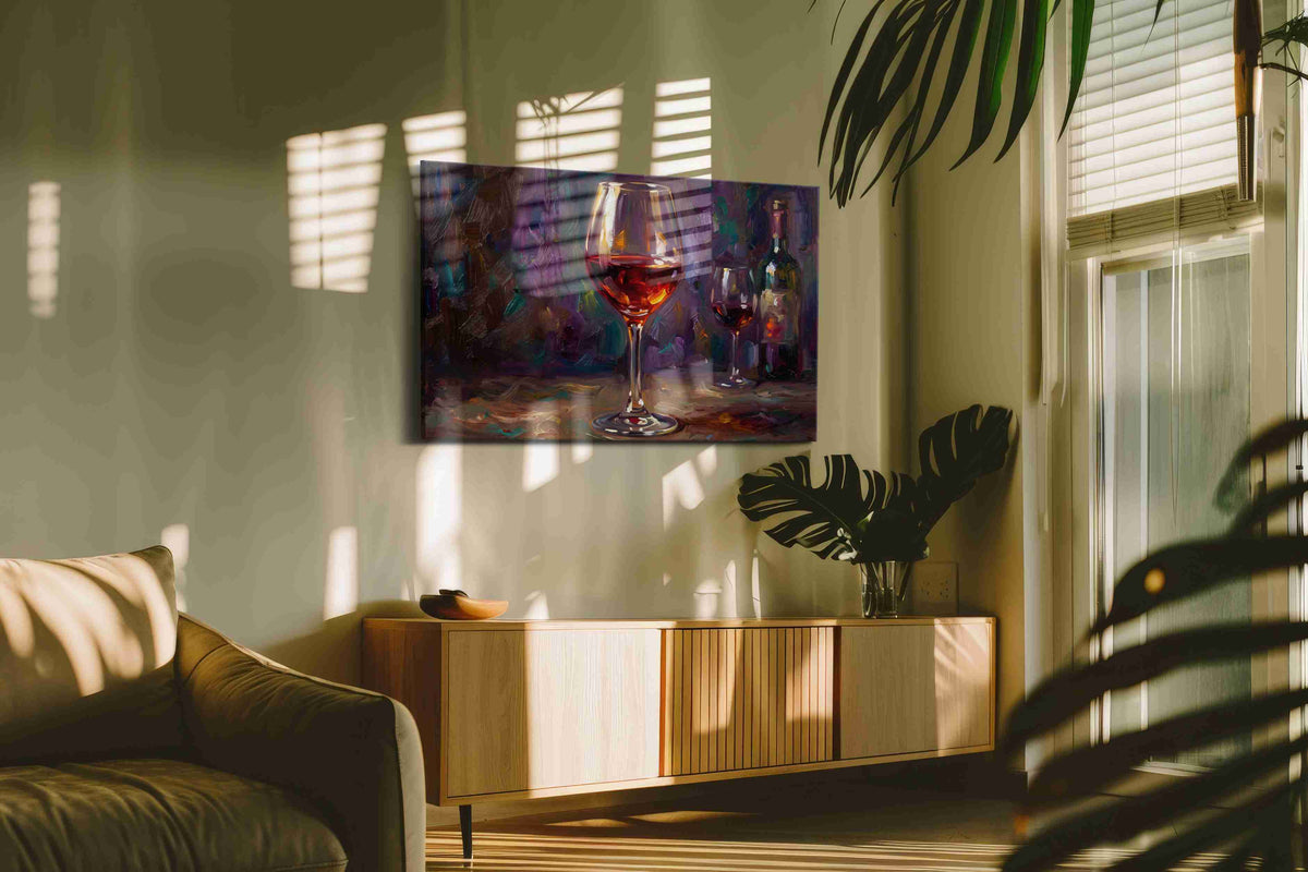 Crimson Reflections II – wine canvas wall art, gallery-wrapped, ready to hang