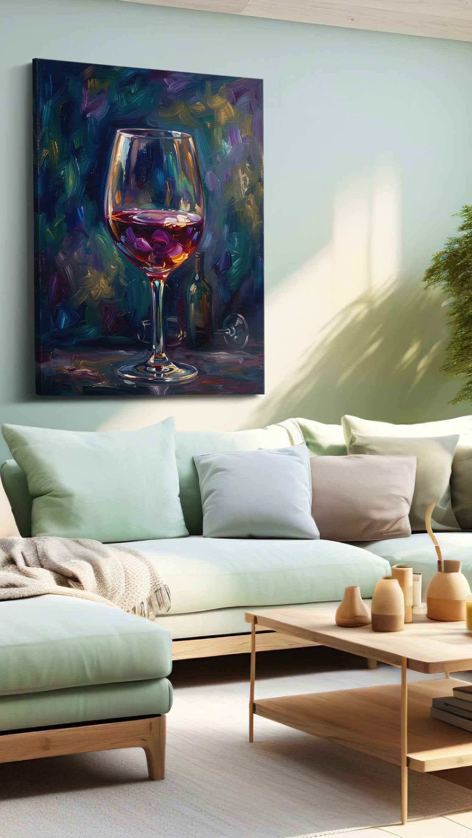 Crimson Reflections III – wine canvas wall art, gallery-wrapped, ready to hang