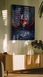 Crimson Reflections IV wine canvas print in a contemporary interior mockup