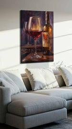 Crimson Reflections V wine canvas print, displayed in a living room