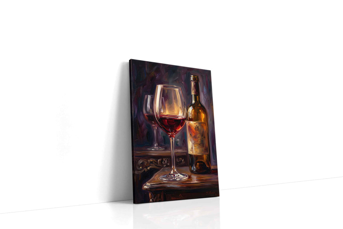 Crimson Reflections V wine canvas print gallery-wrapped portrait canvas studio shot