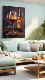 Crimson Reflections V wine canvas print, hanging on wall