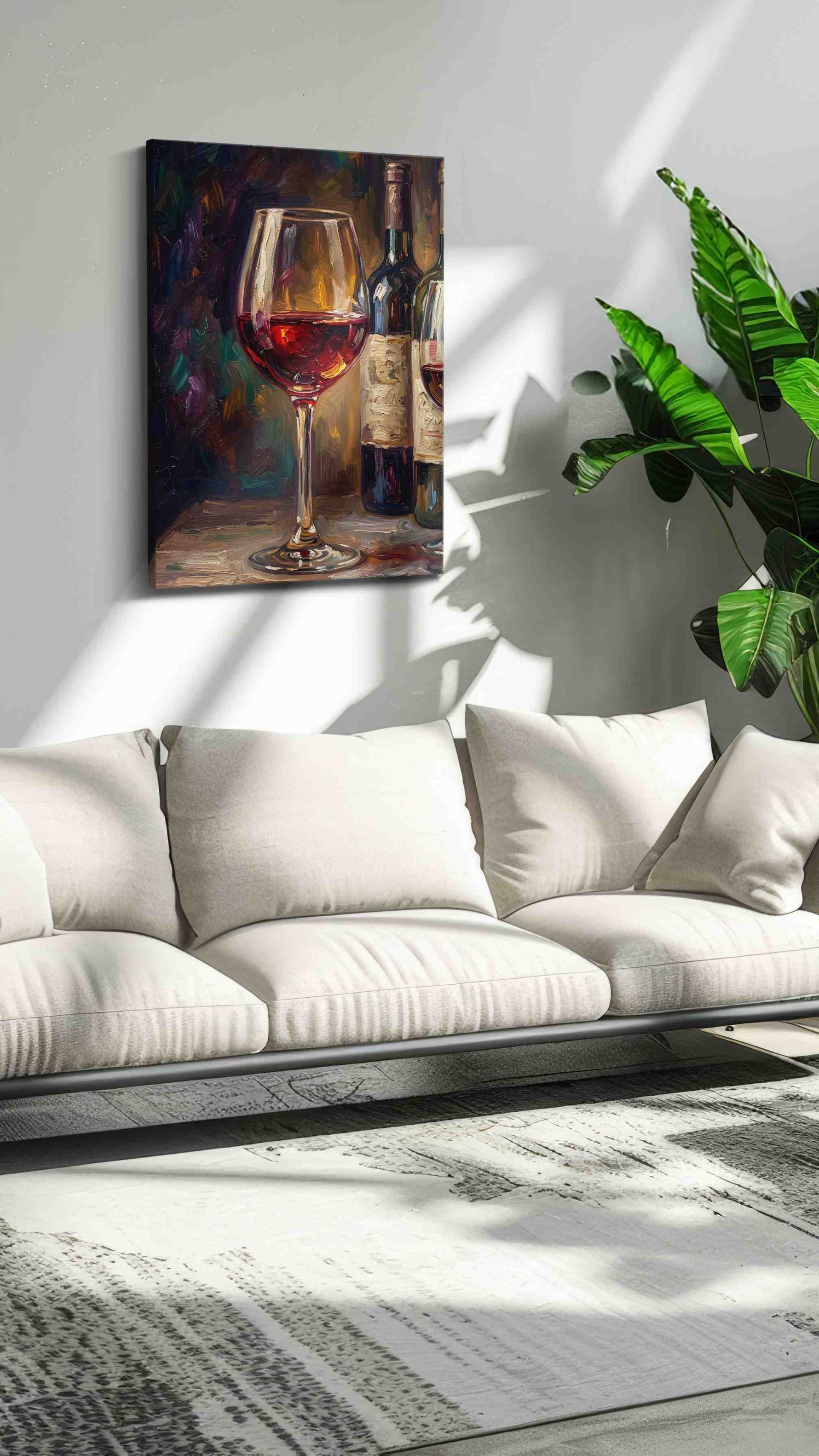 Crimson Reflections VI wine canvas print, on wall, lifestyle preview