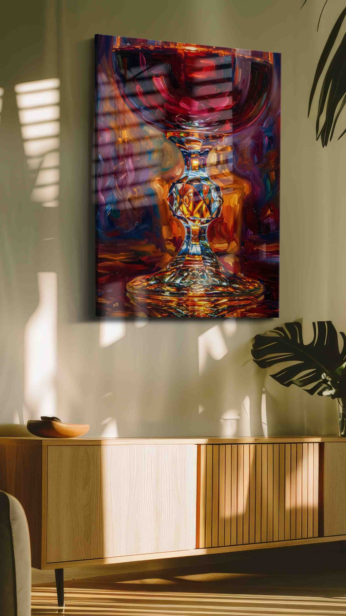 Crimson Reflections VII wine canvas print in a hung canvas mockup