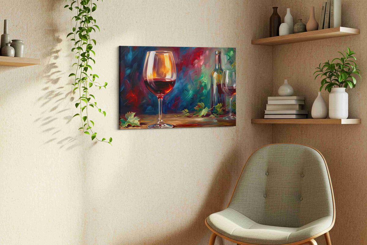 Crimson Reflections of the Vine – wine canvas wall art, gallery-wrapped, ready to hang