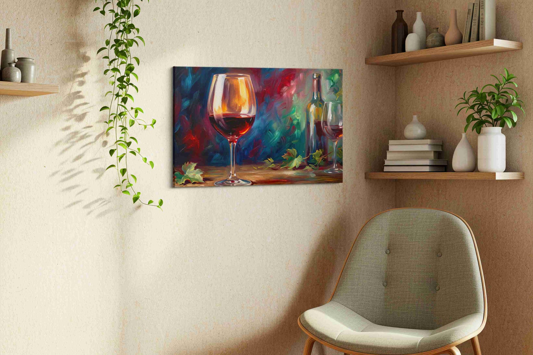 Crimson Reflections of the Vine – wine canvas wall art, gallery-wrapped, ready to hang