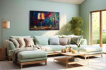 Crimson Reflections of the Vine wine canvas print, hanging on wall