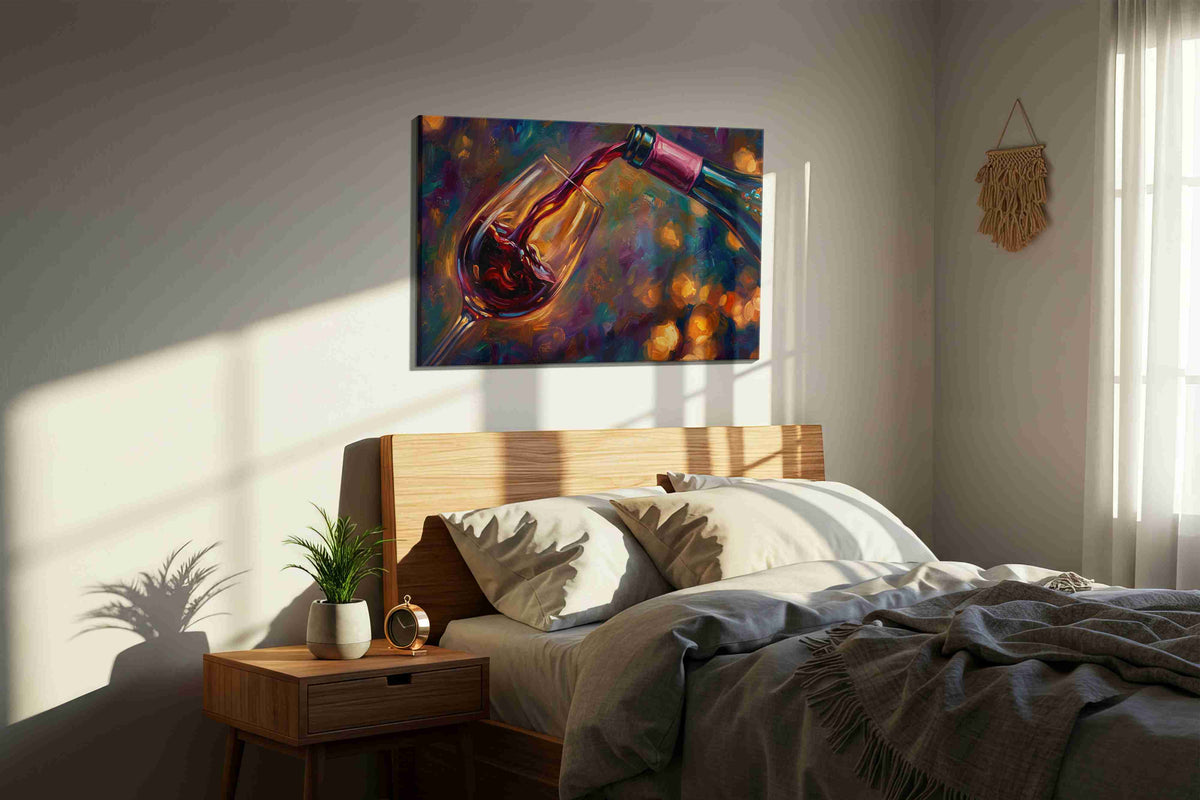 Crimson Whirl of Elegance – wine canvas wall art, gallery-wrapped, ready to hang