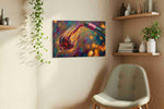 Crimson Whirl of Elegance wine canvas print, displayed in a living room