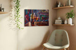 Echoes of the Vineyard wine canvas print styled in a living room