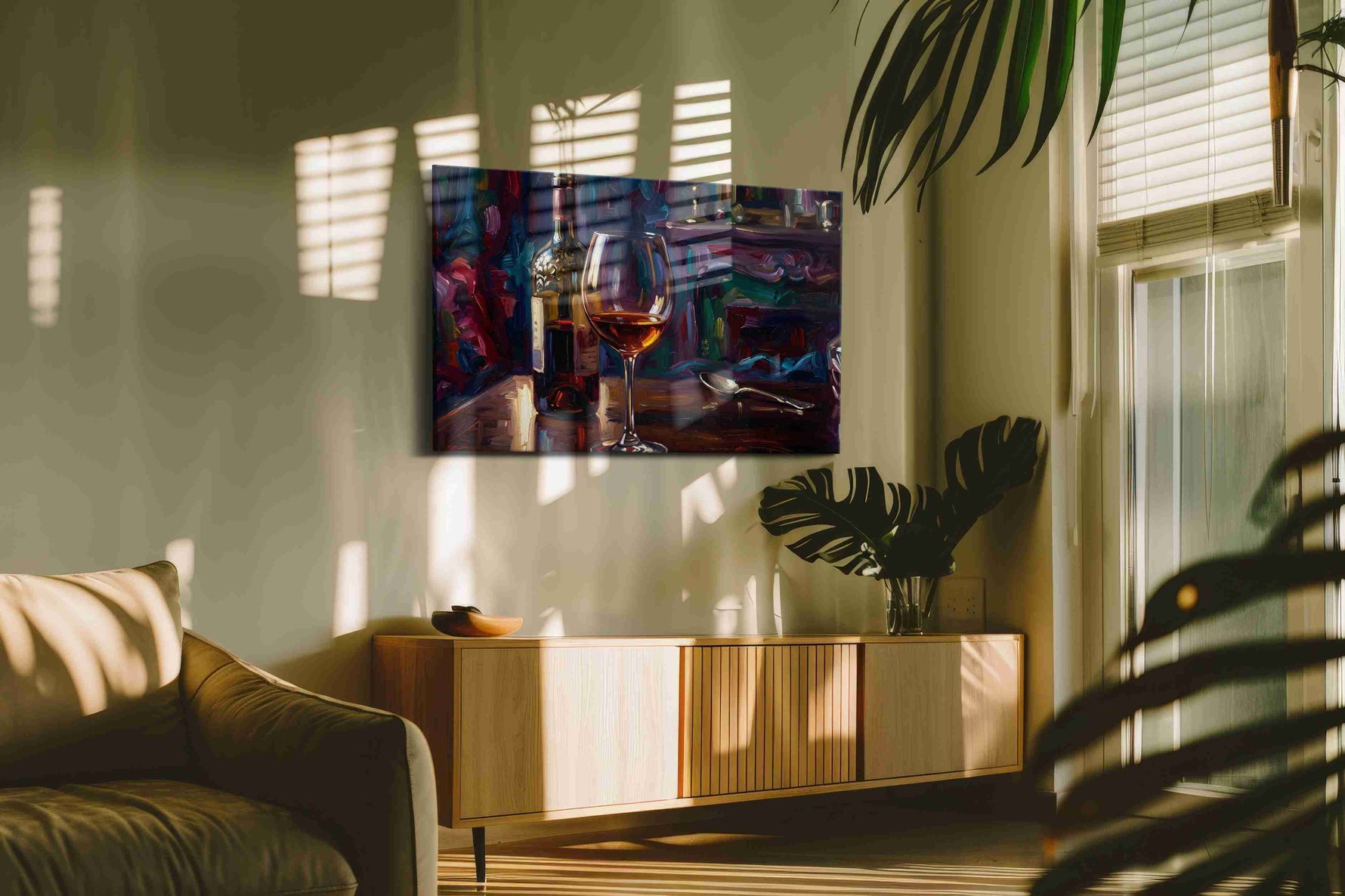 Echoes of the Vineyard wine canvas print, on wall, lifestyle preview