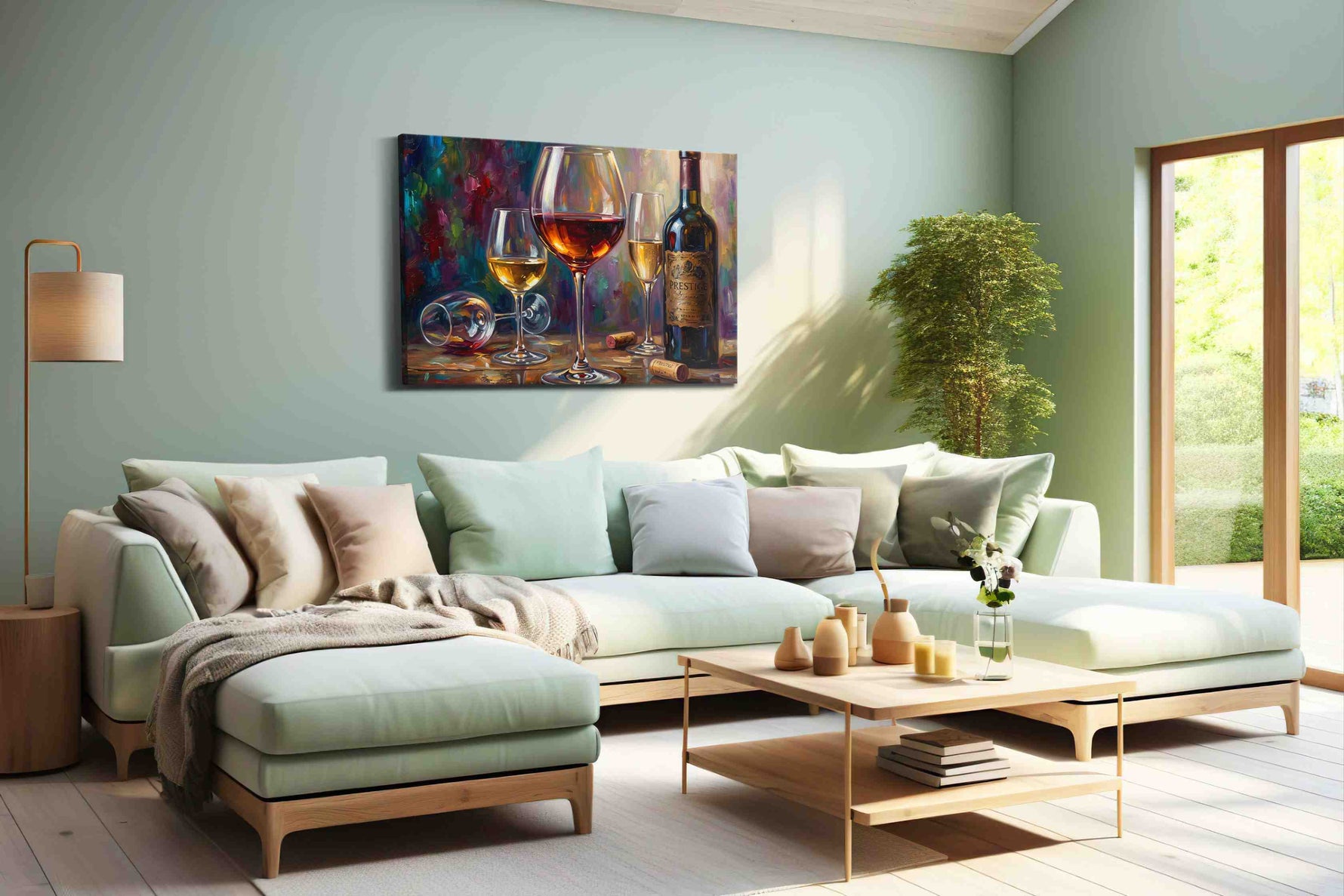 Elegance in Every Drop wine canvas print, hanging on wall