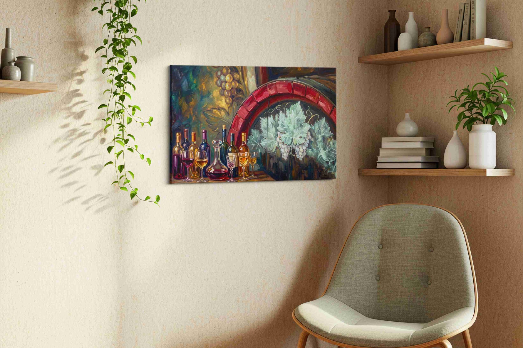 Eternal Vineyard Symphony wine canvas print, displayed in a living room