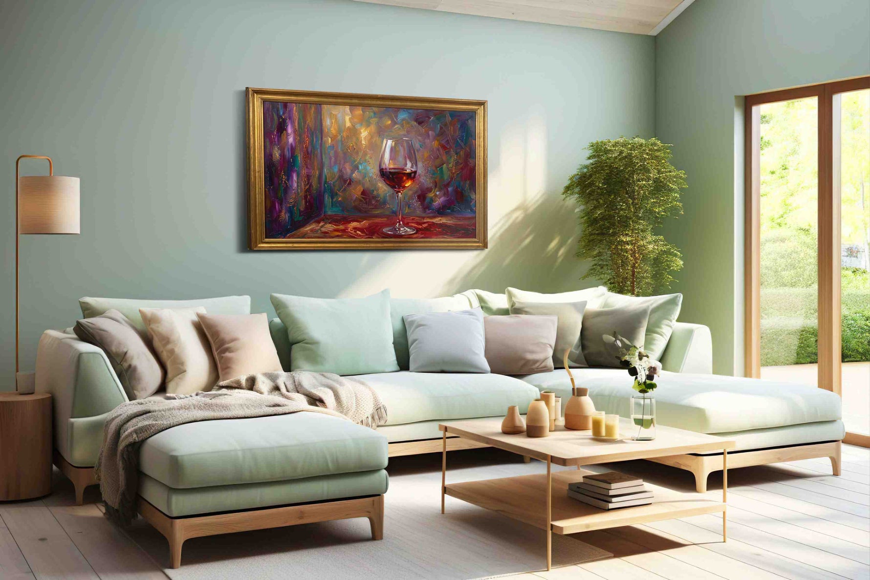 Ethereal Wine Symphony wine canvas print, hanging on wall