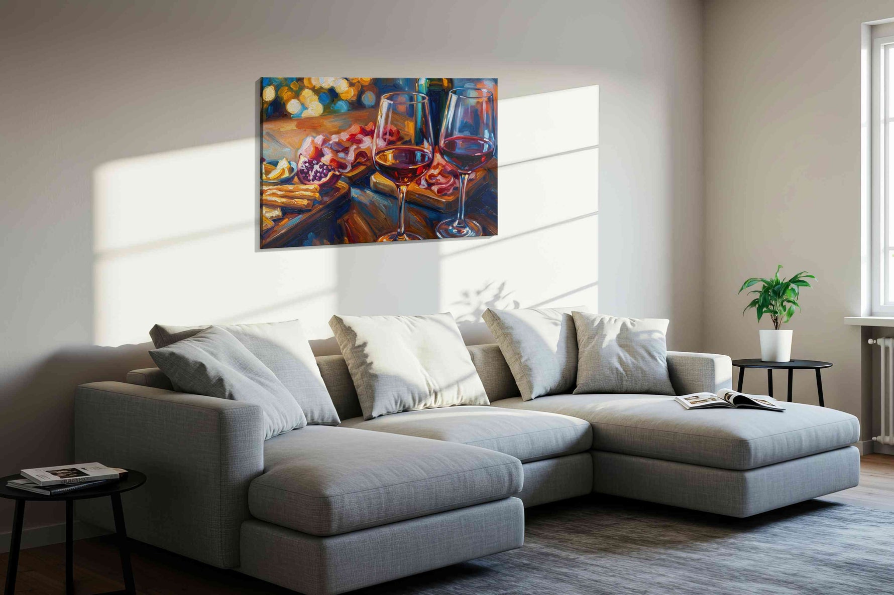 Euphoria in Every Sip wine canvas print, displayed in a living room