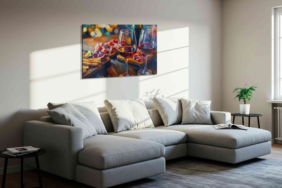 Euphoria in Every Sip wine canvas print, displayed in a living room