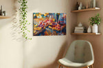 Euphoria in Every Sip wine canvas print styled in a living room
