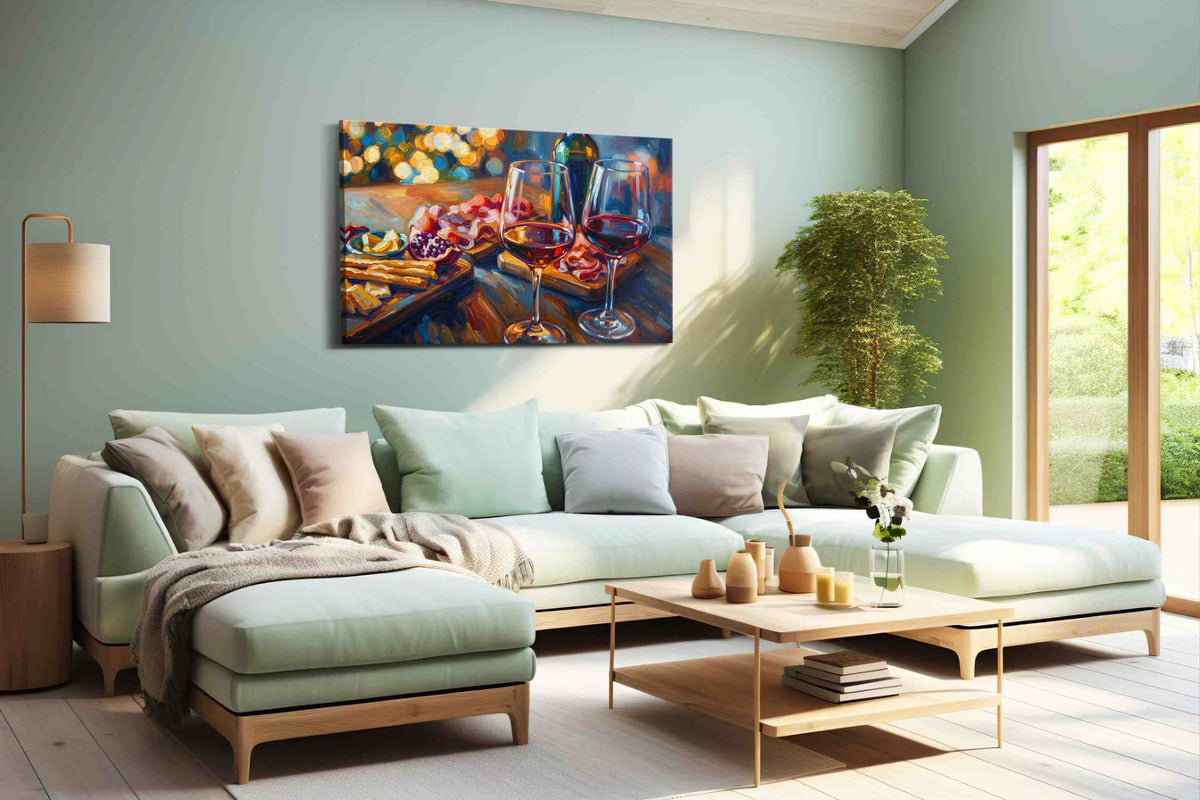 Euphoria in Every Sip wine canvas print, hanging on wall