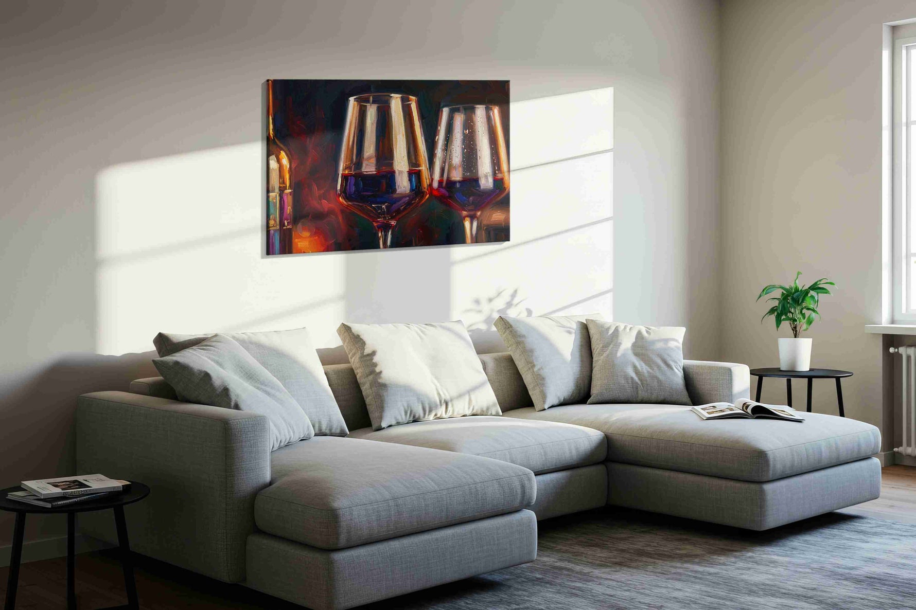 Euphoria in Glass wine canvas print in a living room scene