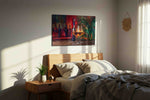 Euphoria in a Glass wine canvas print, displayed in a bedroom