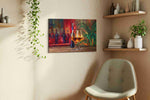 Euphoria in a Glass wine canvas print, displayed in a living room