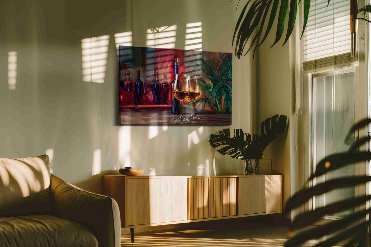 Euphoria in a Glass wine canvas print in a contemporary interior mockup