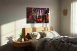 Euphoria in a Glass II wine canvas print, displayed in a bedroom