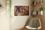 Evening in Bordeaux wine canvas print, displayed in a living room