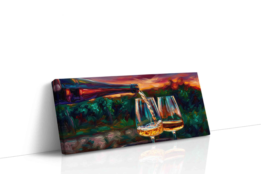 Golden Pour at Sunset wine canvas print, gallery-wrapped, ready to hang