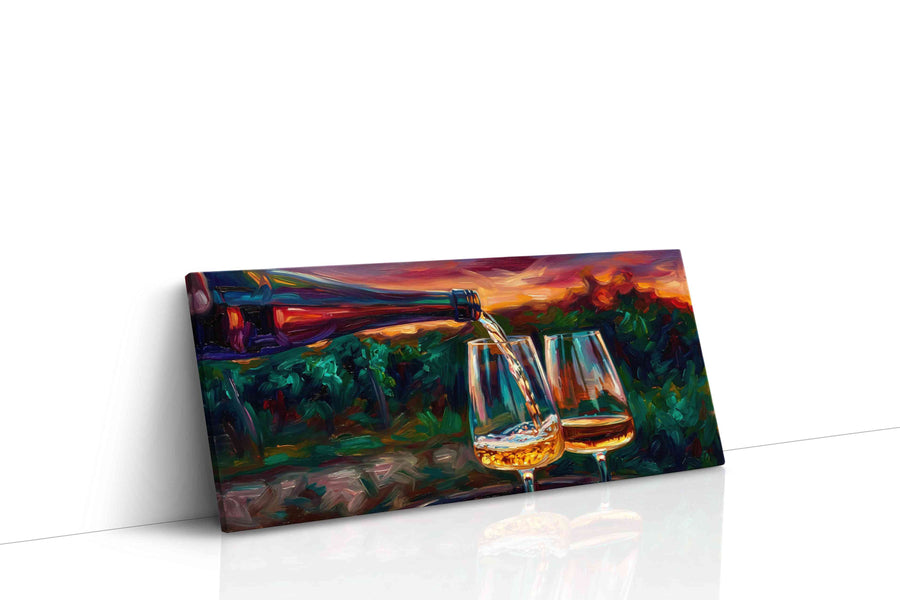 Golden Pour at Sunset wine canvas print gallery-wrapped landscape canvas studio shot