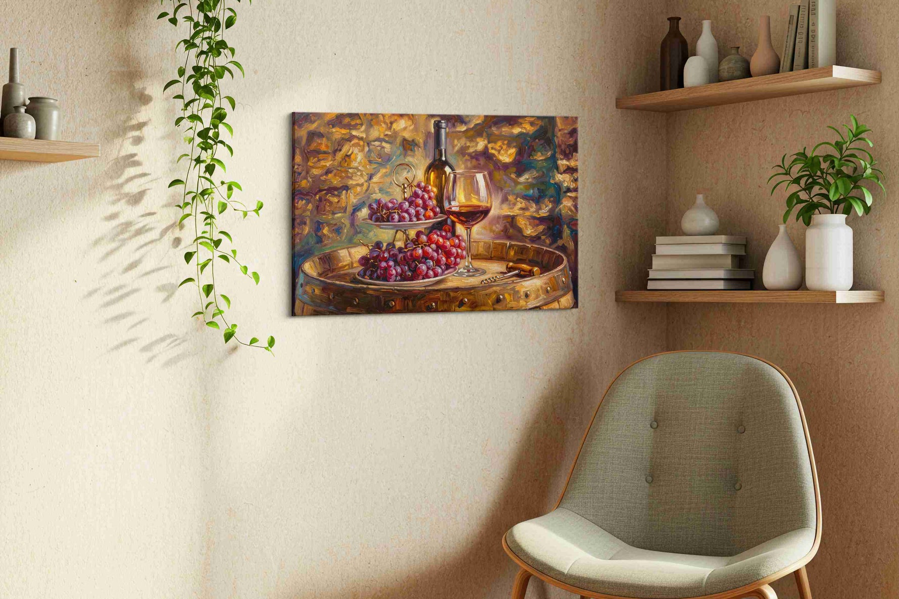 Harvest of Crimson Vines – wine canvas wall art, gallery-wrapped, ready to hang