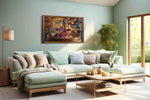 Harvest of Crimson Vines wine canvas print, hanging on wall