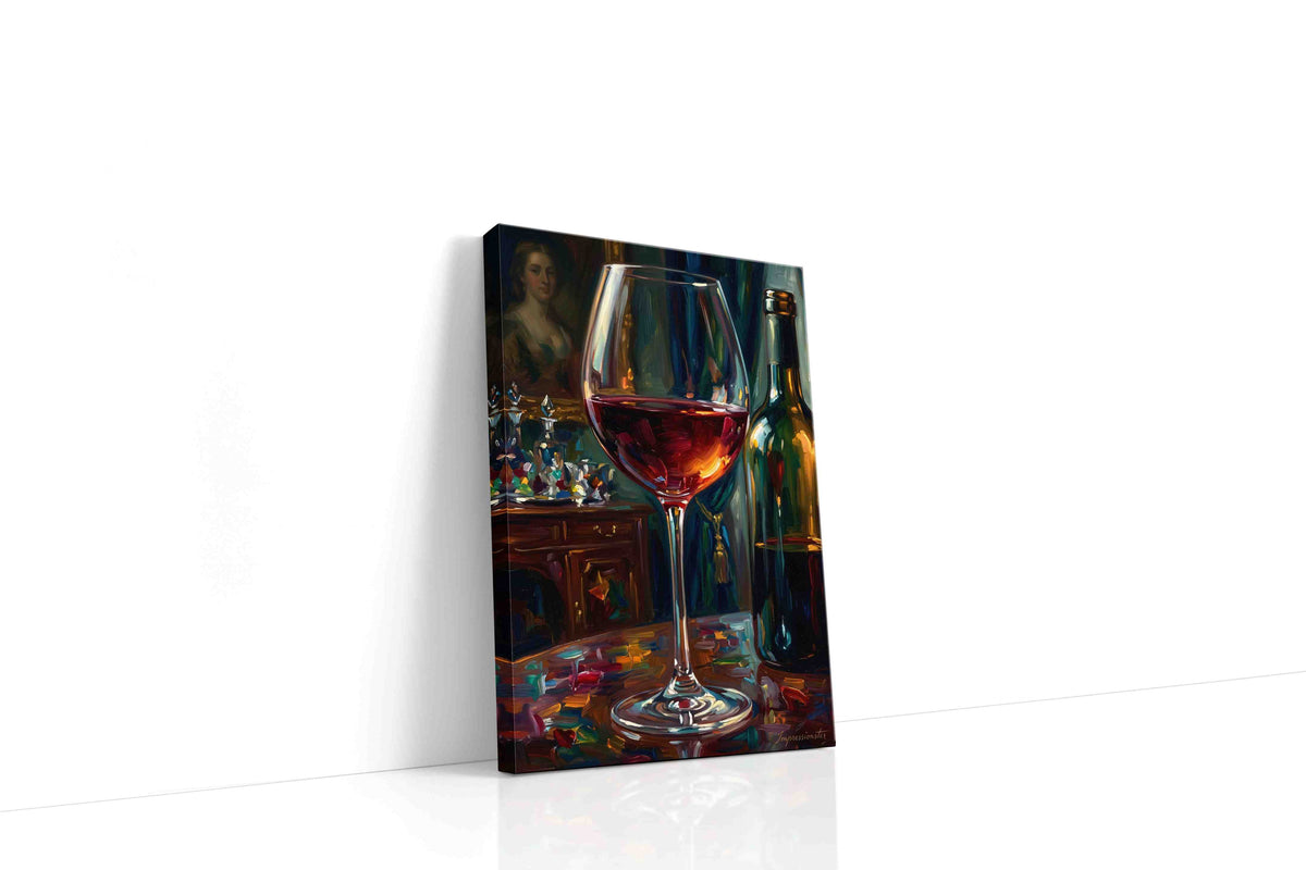 Reflections in Red wine canvas print gallery-wrapped portrait canvas studio shot