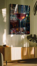 Reflections in Red wine canvas print, on wall, lifestyle preview
