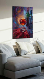Symphony of Reds wine canvas print, displayed in a living room