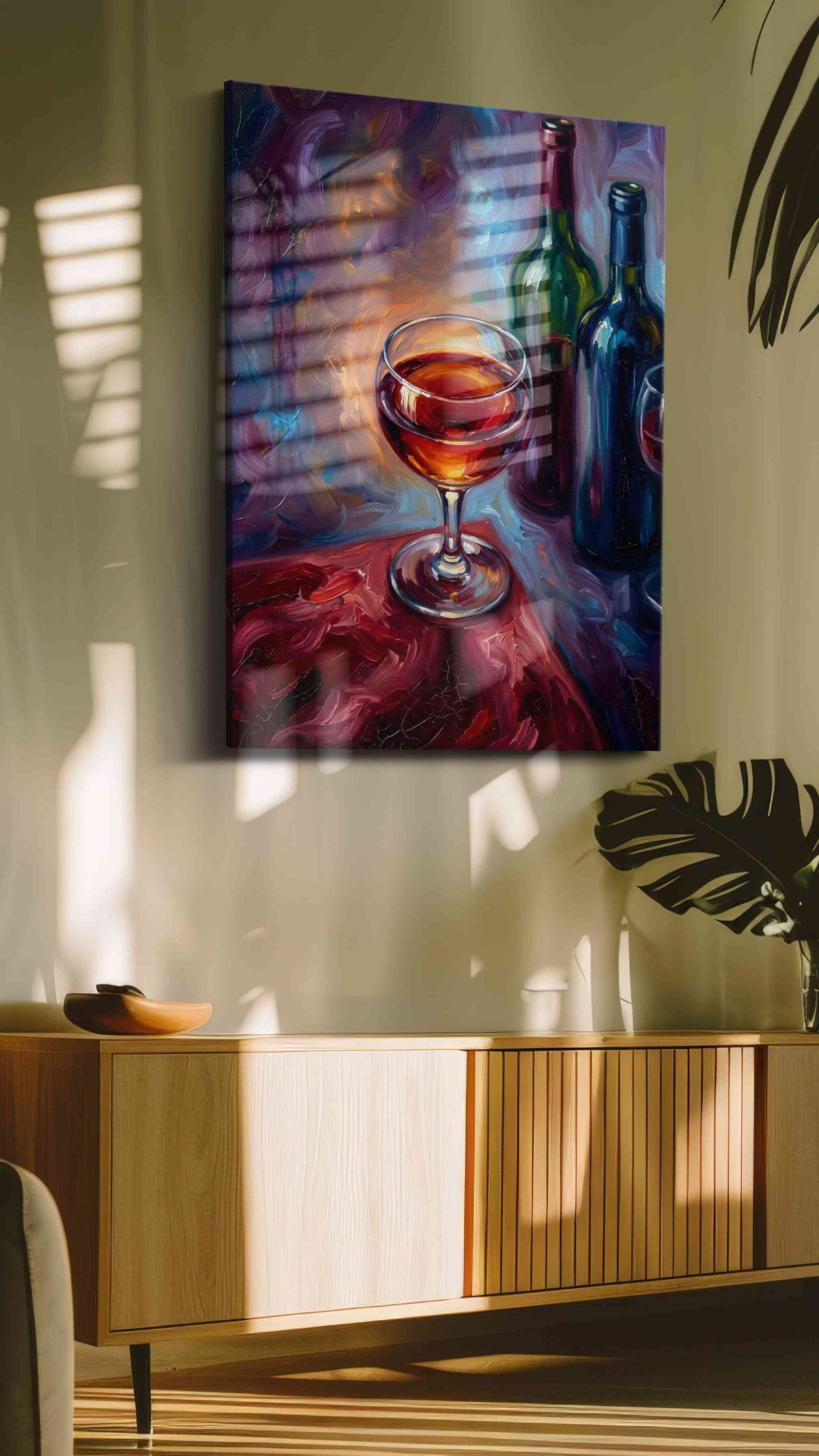 Symphony of Reds wine canvas print in a contemporary interior mockup