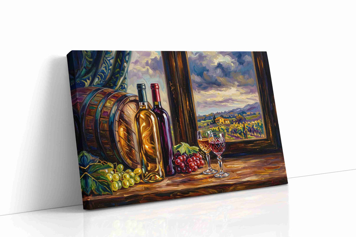 Tuscan Vineyard Reflections wine canvas print, gallery-wrapped, ready to hang