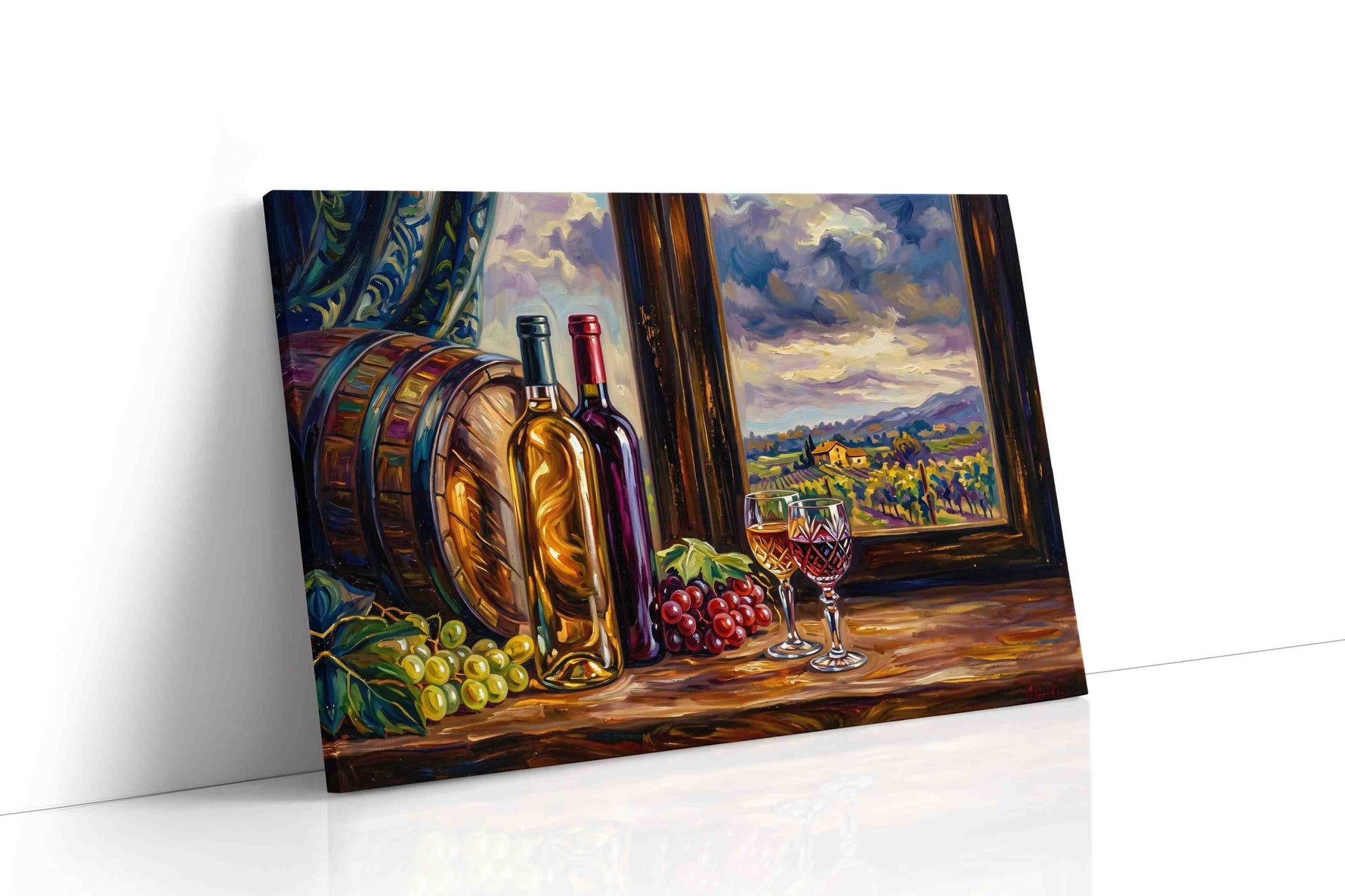 Tuscan Vineyard Reflections wine canvas print gallery-wrapped landscape canvas studio shot