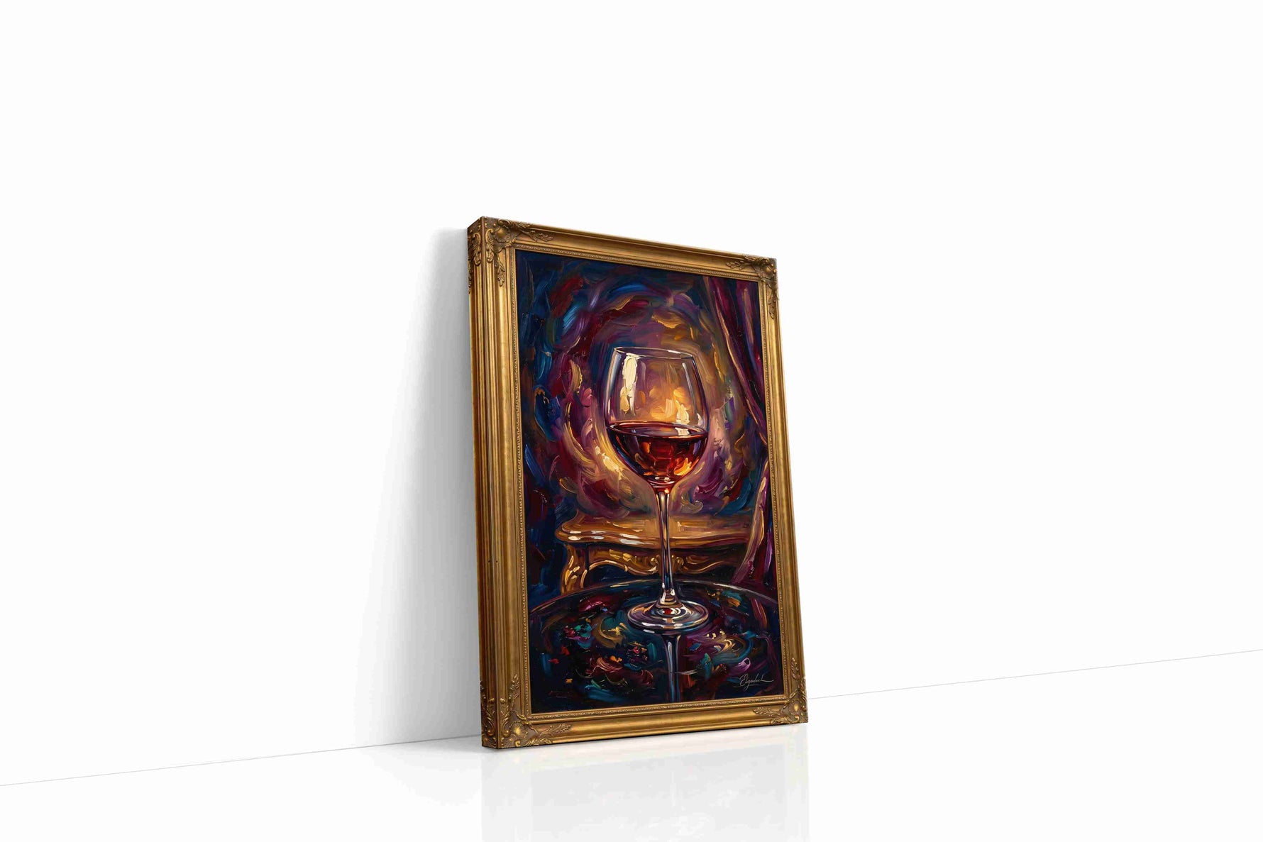 Velvet Sip Under Candlelight wine canvas print, gallery-wrapped, ready to hang