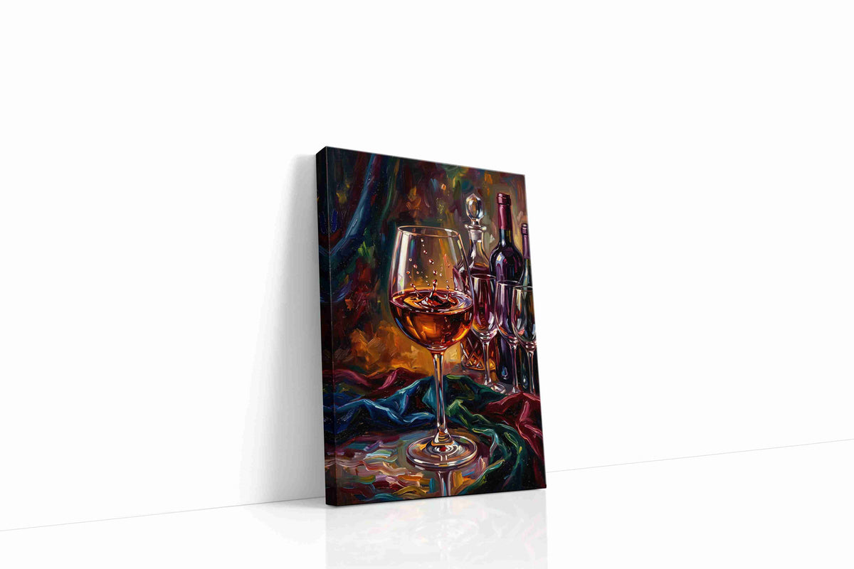 Vibrant Pour Symphony wine canvas print gallery-wrapped portrait canvas studio shot