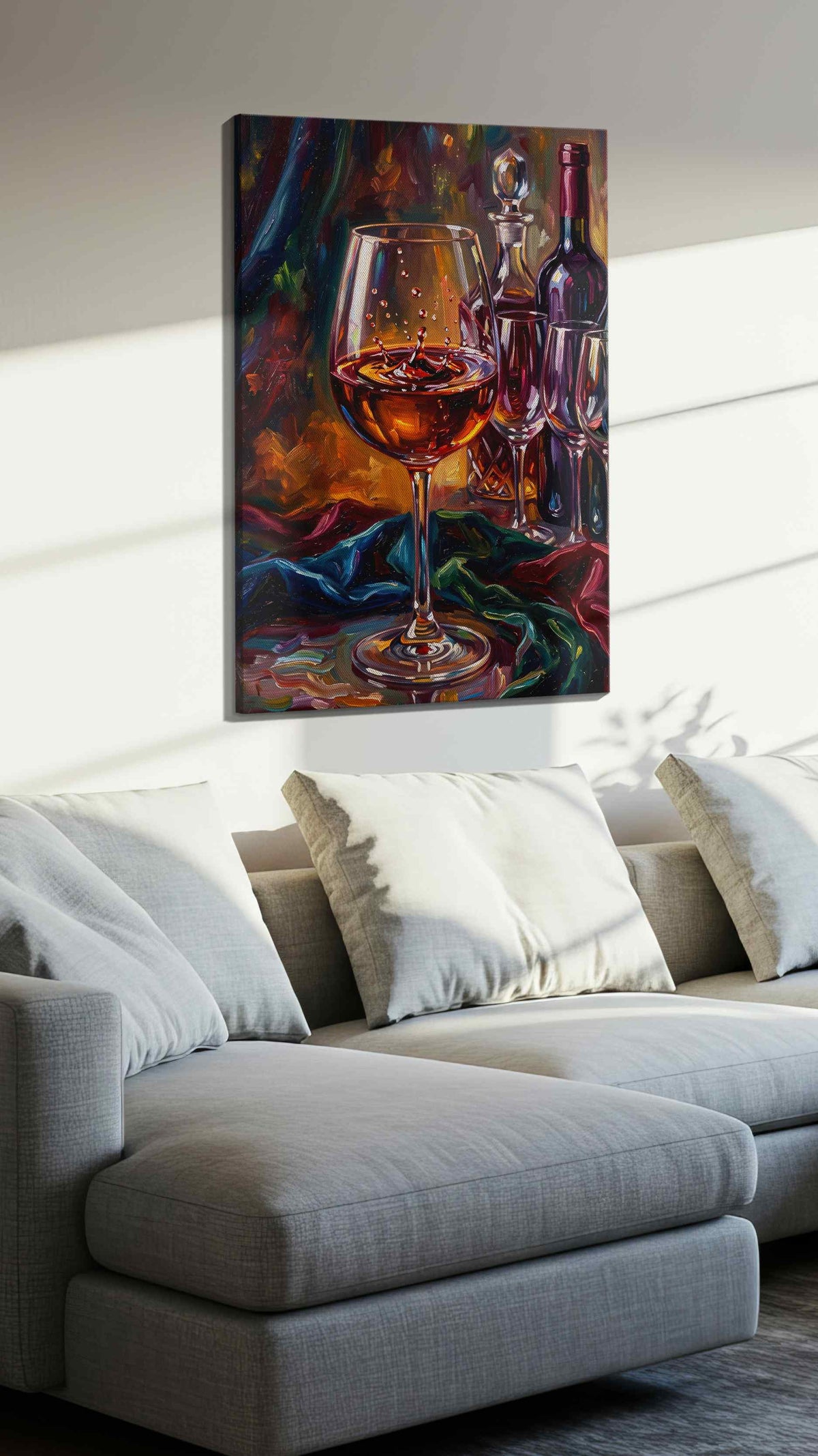 Vibrant Pour Symphony – wine canvas wall art, gallery-wrapped, ready to hang