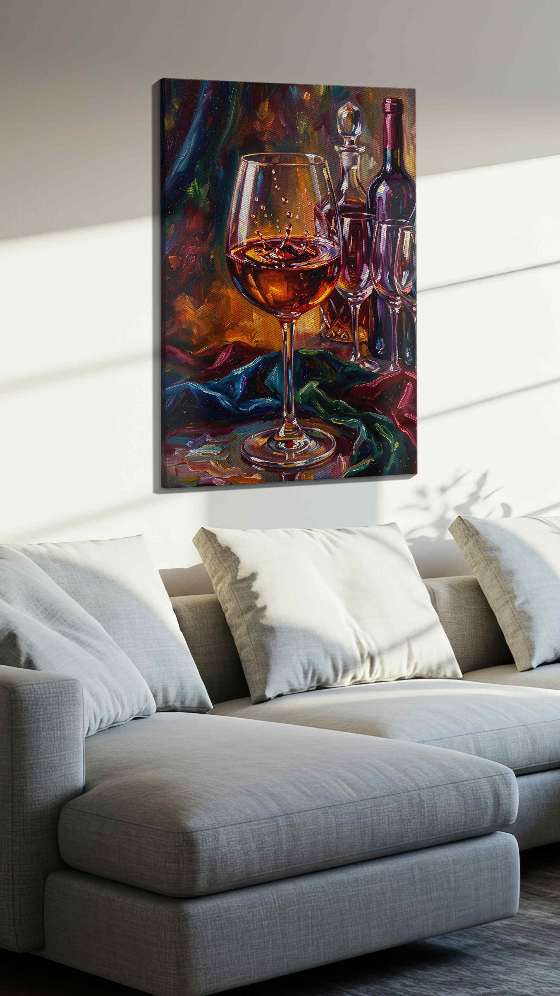 Vibrant Pour Symphony – wine canvas wall art, gallery-wrapped, ready to hang