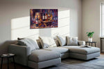 Vibrant Viniculture Symphony wine canvas print, displayed in a living room