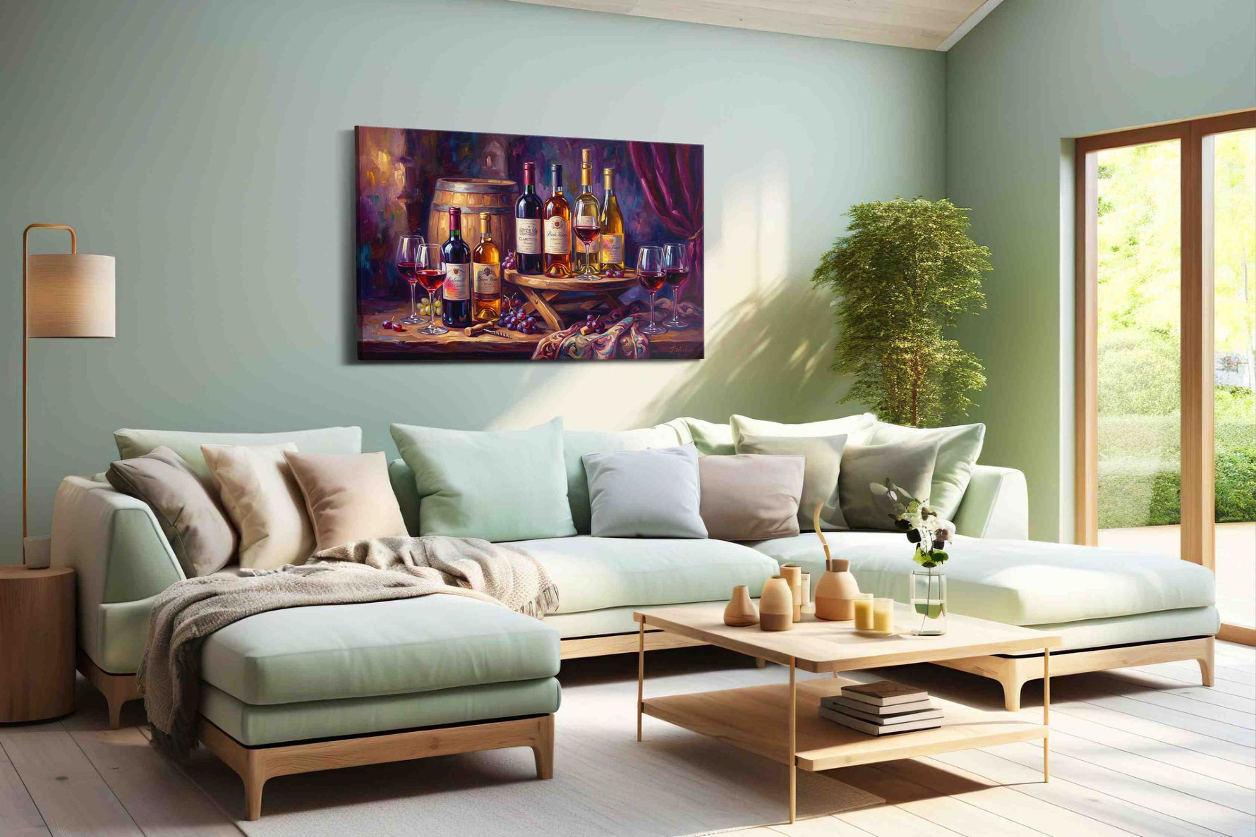 Vibrant Viniculture Symphony wine canvas print, hanging on wall