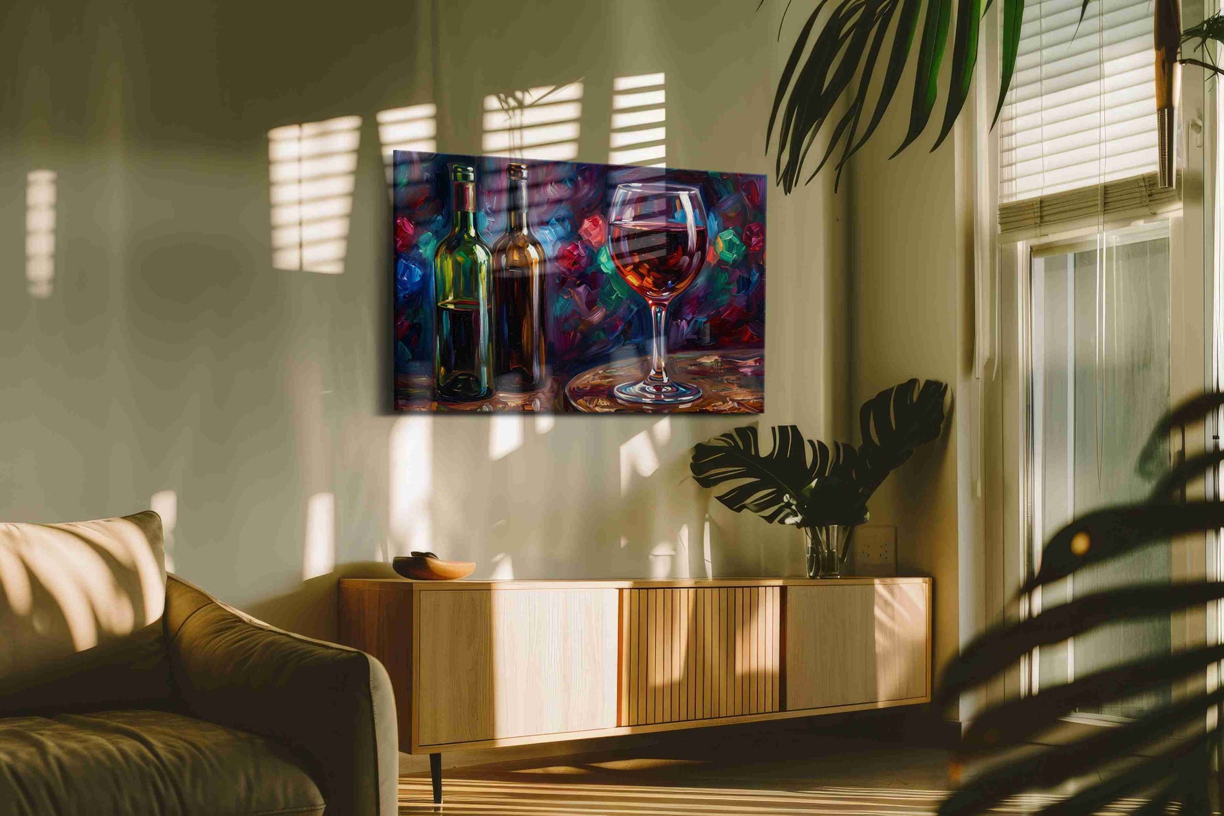Vibrant Vino Vibes wine canvas print, on wall, lifestyle preview