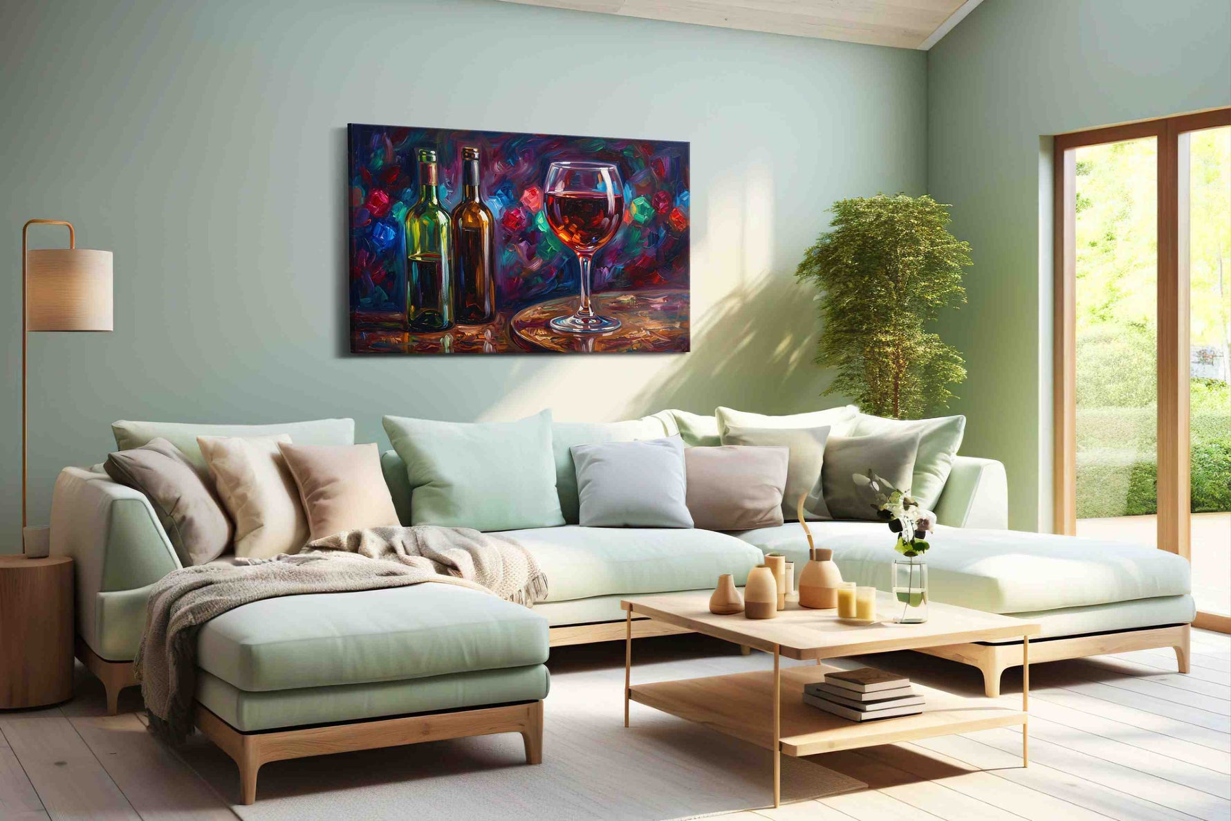 Vibrant Vino Vibes wine canvas print, hanging on wall