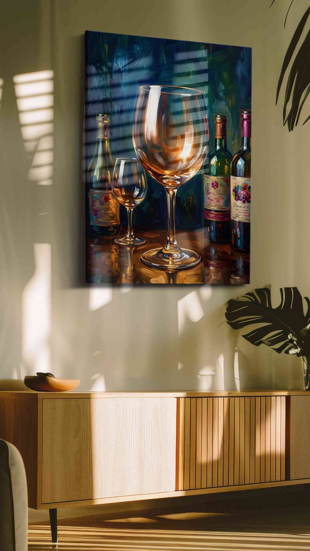 Vibrant Vintage Reflections – wine canvas wall art, gallery-wrapped, ready to hang