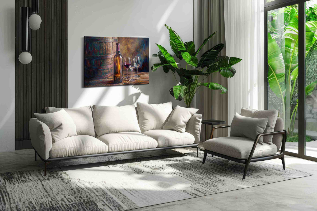 Vin Rouge Reflections wine canvas print, on wall, lifestyle preview