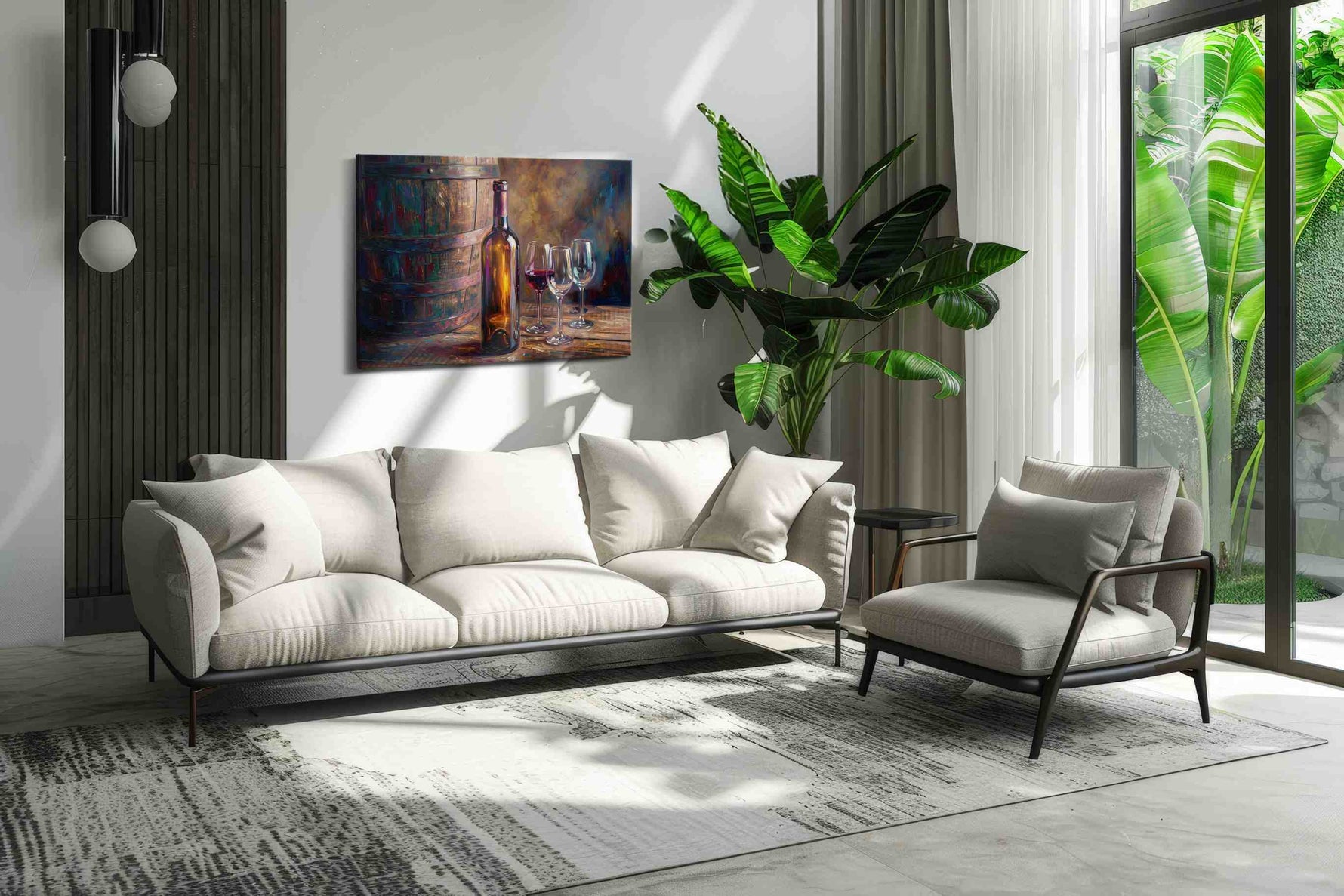 Vin Rouge Reflections wine canvas print, on wall, lifestyle preview