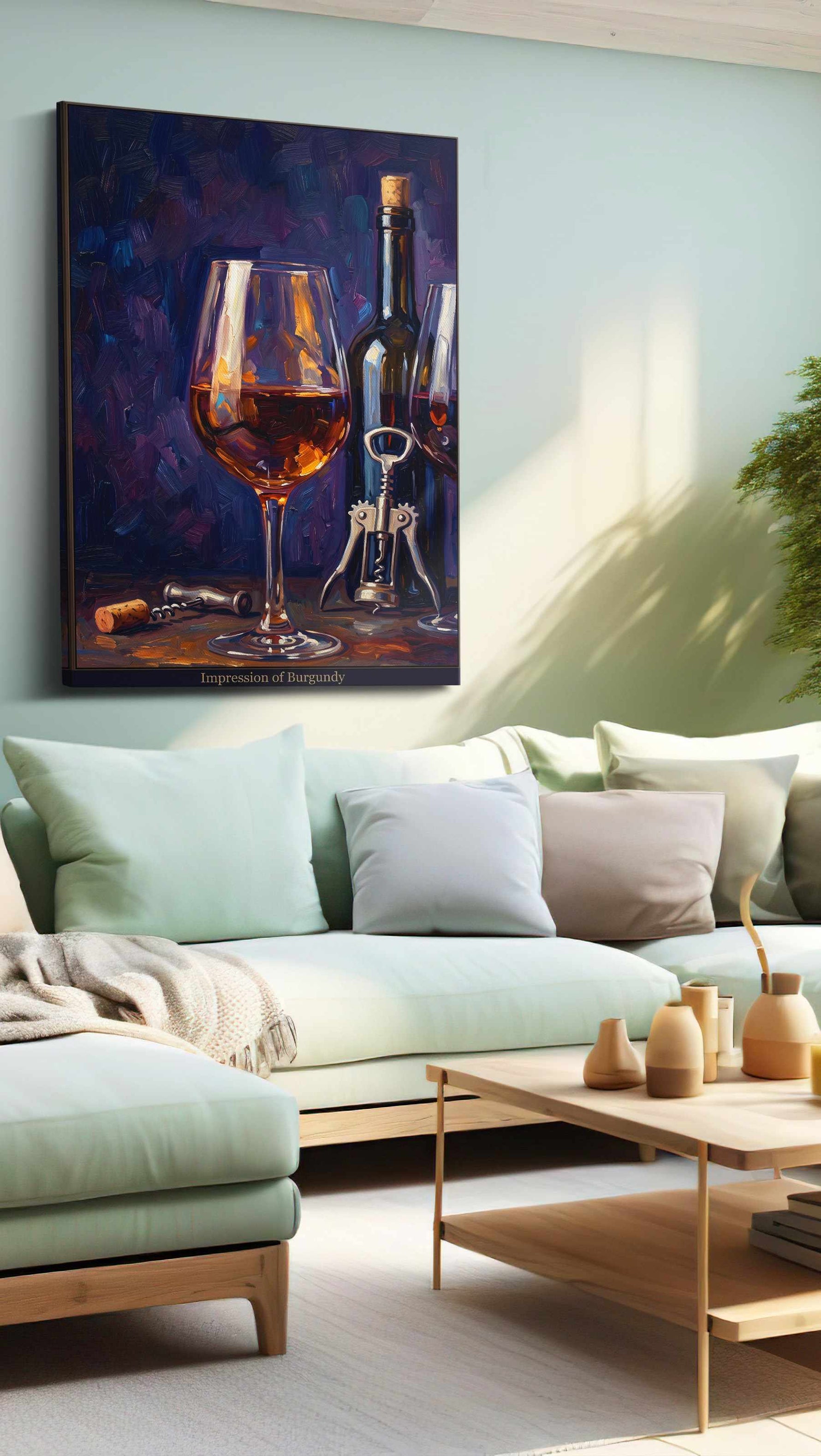Vin Rouge Reverie wine canvas print, hanging on wall